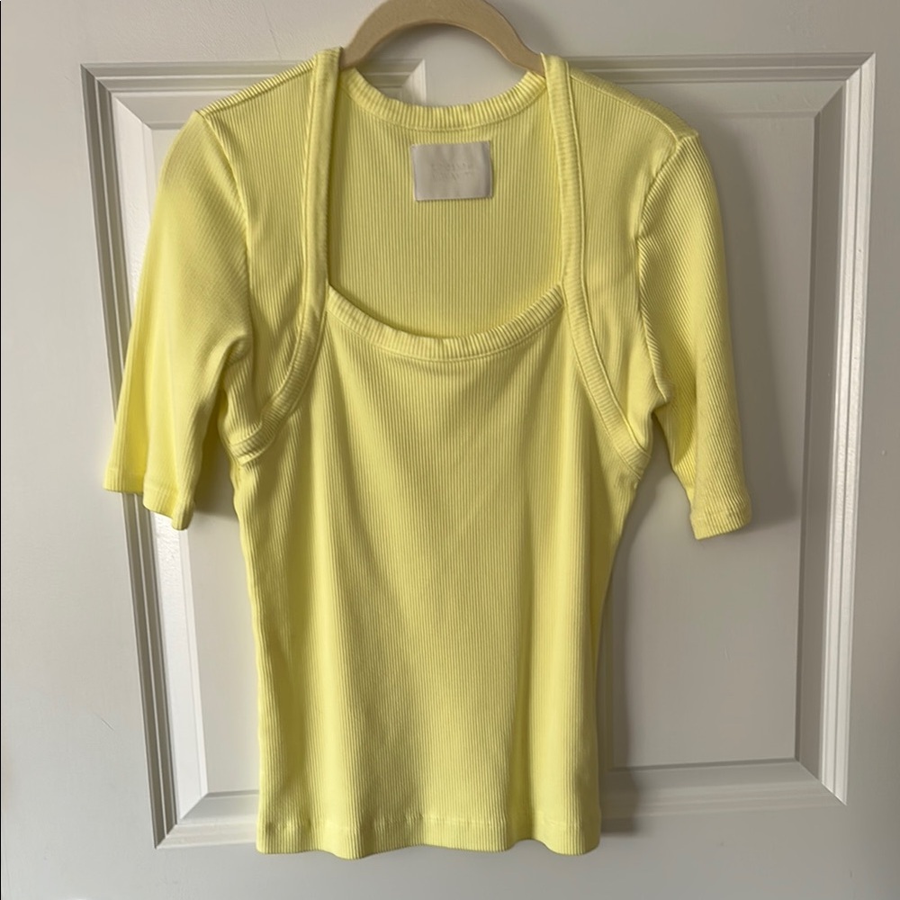 Citizens Of Humanity Yellow Fitted Blouse with Elbow-Length Sleeves